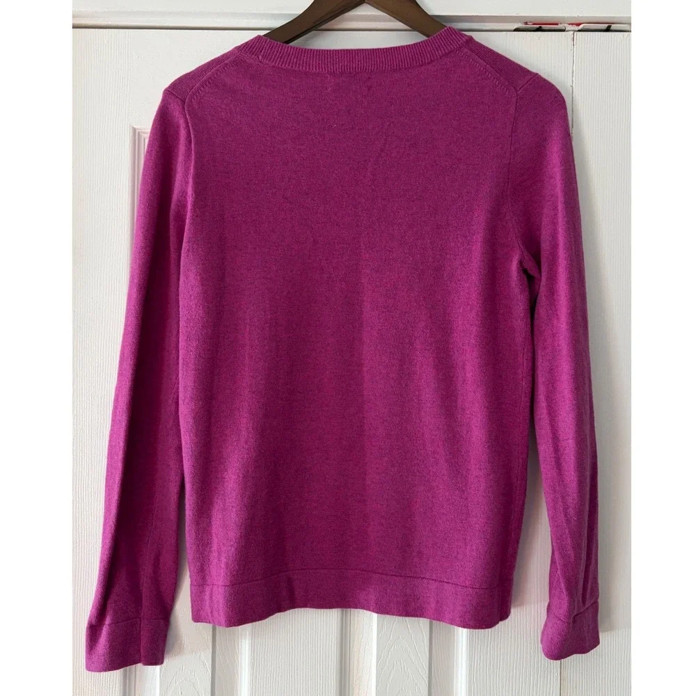 J.Crew Teddie Sweater Small Magenta‎ Pink Cotton Wool Blend Crewneck Pullover